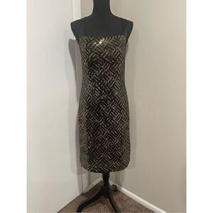 Marc Bouwer Black & Gold Sequined Dress Size 10